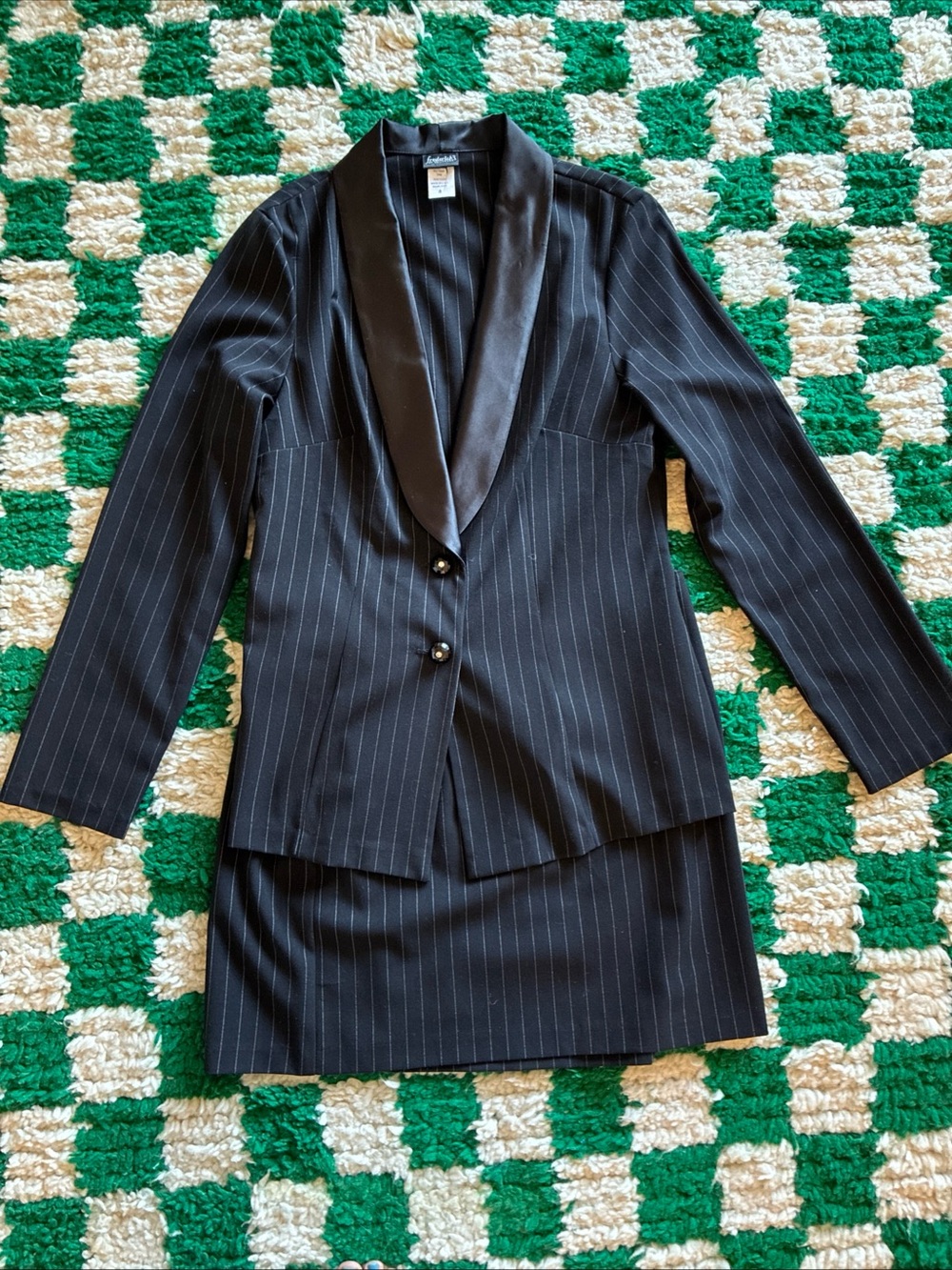 Vintage Frederick’s of Hollywood Pinstripe 2-Piece Skirt Suit Blazer y2k 2000s